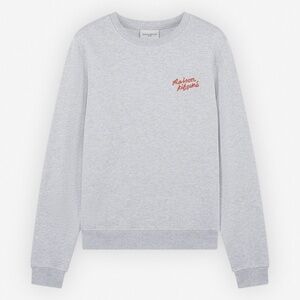 NWT Maison Kitsune Women's Handwriting Sweatshirt Light Grey Melange Small